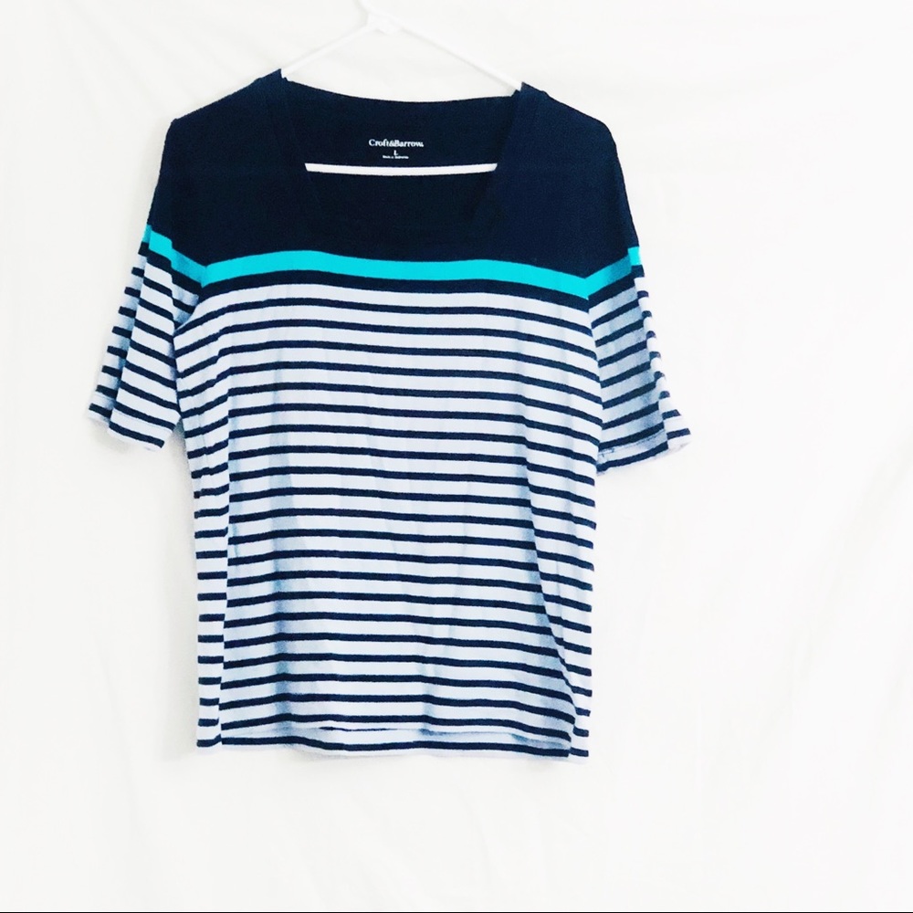 Croft & Barrow Blue Striped Short Sleeved T-shirt